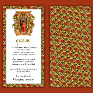 Tarjeta De Agradecimiento Guadalupe Virgen María Condolencia Funeral Español