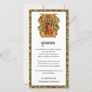 Tarjeta De Agradecimiento Guadalupe Virgen María Condolencia Funeral Español