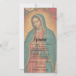Tarjeta De Agradecimiento Guadalupe Virgin Mary Funeral Condolence Spanish