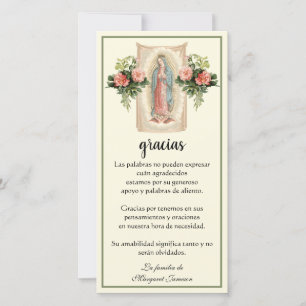 Tarjeta De Agradecimiento Guadalupe Virgin Mary Funeral Condolence Spanish