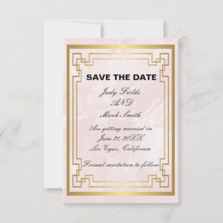Tarjeta De Agradecimiento Guardar la fecha de boda mármol rosa geométrico do