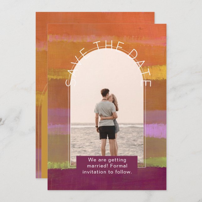 Tarjeta De Agradecimiento Guardar la fecha de la boda con foto moderna (Anverso / Reverso)