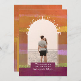 Tarjeta De Agradecimiento Guardar la fecha de la boda con foto moderna