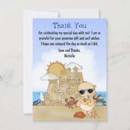 Tarjeta De Agradecimiento Guay Beach Baby Sandcastle Boys Baby Shower Flat