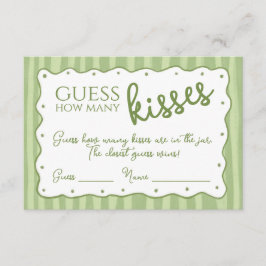 Tarjeta De Agradecimiento Guess How Many Kisses Game Soft Green Striped Card