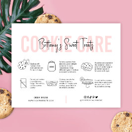 Tarjeta De Agradecimiento Guía de Cuidados de Cookies Panadería Estética Ros