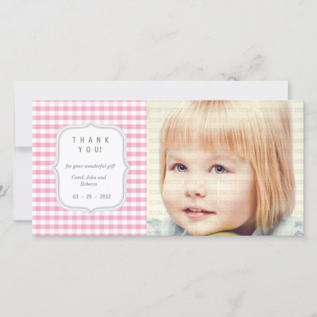 Tarjeta De Agradecimiento Guinga rosada - cualquier ocasión le agradece (Anverso)