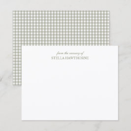 Tarjeta De Agradecimiento Guingam Verde Salvia Escritura Elegante Personaliz