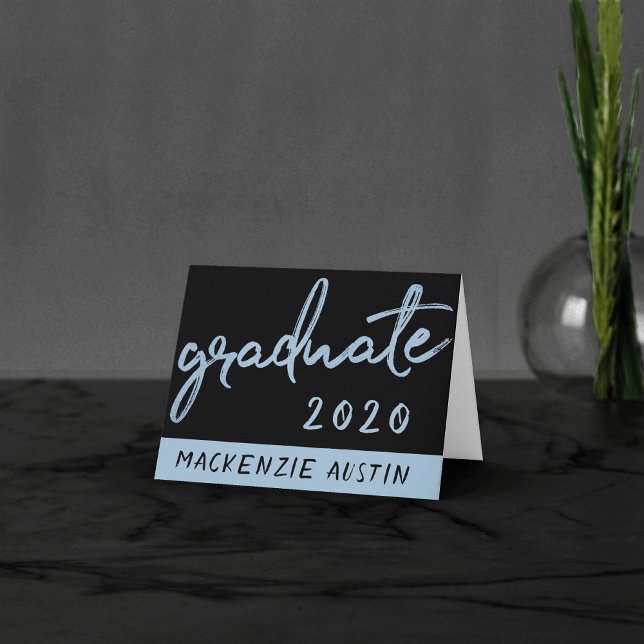 Tarjeta De Agradecimiento Guión azul claro graduado | Robin Egg Brush (Subido por el creador)