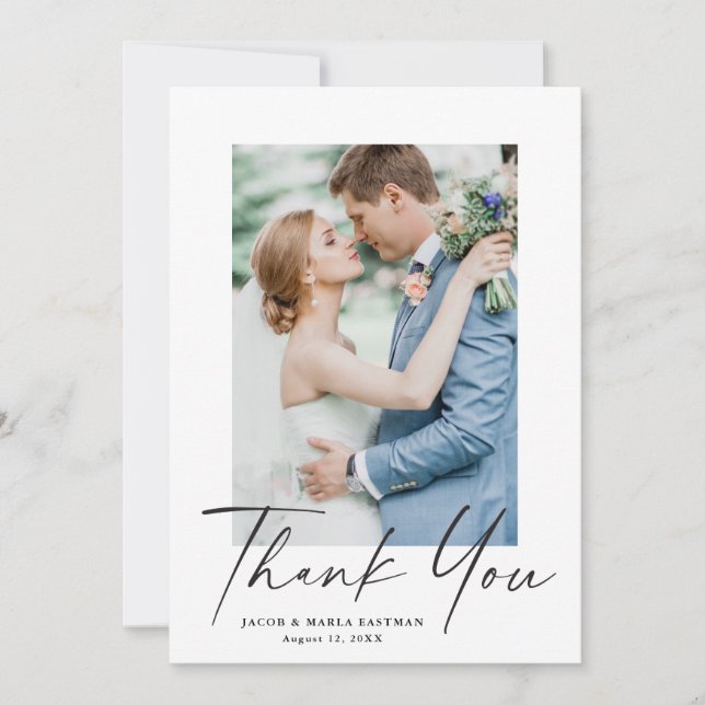 Tarjeta De Agradecimiento Guión Boda Moderna (Anverso)