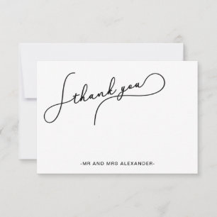 Tarjeta De Agradecimiento Guión bonito moderno negro y blanco Gracias