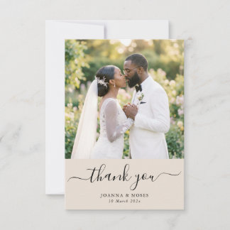 Tarjeta De Agradecimiento Guion Caligrafía Moderno Boda Foto