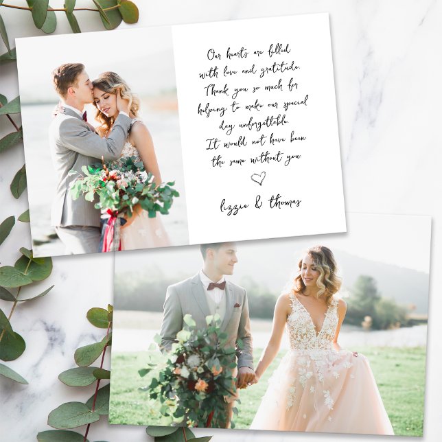 Tarjeta De Agradecimiento Guión caligráfico 2 Boda fotográfico (Subido por el creador)