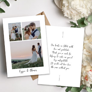 Tarjeta De Agradecimiento Guión caligráfico Boda fotográfico múltiple