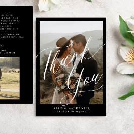 Tarjeta De Agradecimiento Guión caligráfico moderno 2 boda de fotos