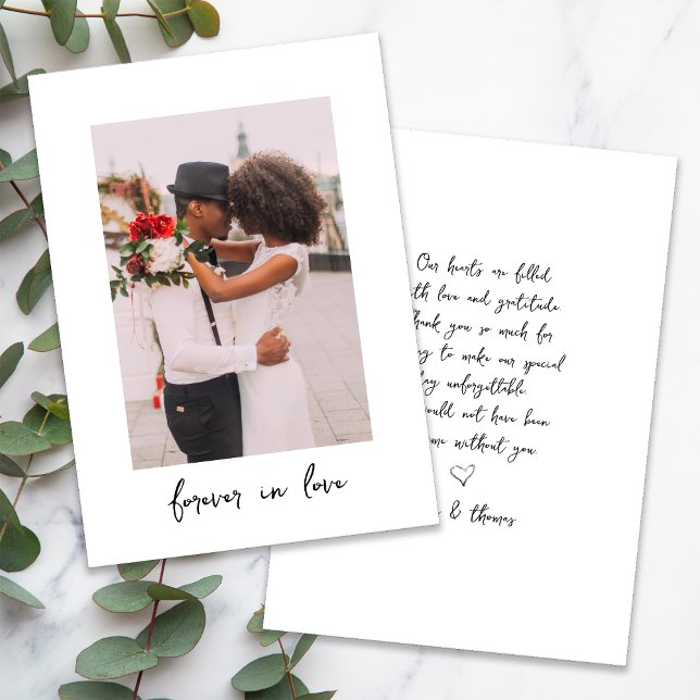 Tarjeta De Agradecimiento Guión caligráfico para siempre en Boda de amor (Subido por el creador)