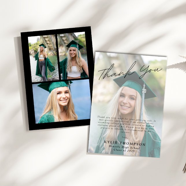 Tarjeta De Agradecimiento Guión Casual Moderno 4 Graduación De Fotografías G (Subido por el creador)