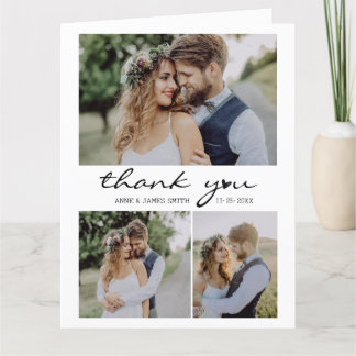 Tarjeta De Agradecimiento Guión católico retro 4 Boda de Collage de fotos