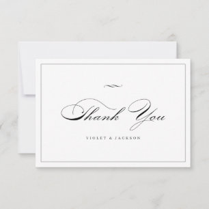 Tarjeta De Agradecimiento Guión Clásico Elegancia Negro Y Blanco Simple