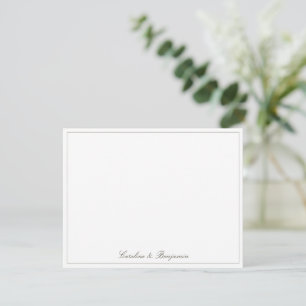 Tarjeta De Agradecimiento Guión Clásico Elegante Boda Personalizada Olivo