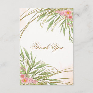 Tarjeta De Agradecimiento Guión color de agua rosa floral elegante moderno