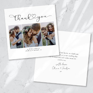 Tarjeta De Agradecimiento Guión con Corazón Multi Foto Boda