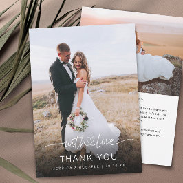 Tarjeta De Agradecimiento Guión con letras de mano con Boda de fotos del cor