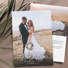 Tarjeta De Agradecimiento Guión con letras de mano con Boda de fotos del cor