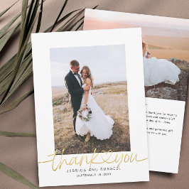 Tarjeta De Agradecimiento Guión con letras de mano con Boda de fotos del cor
