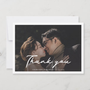 Tarjeta De Agradecimiento Guión con letras manuscritas y fotos Bodas moderna