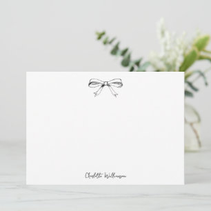 Tarjeta De Agradecimiento Guion Coquette Manuscrito Arco Negro y Blanco