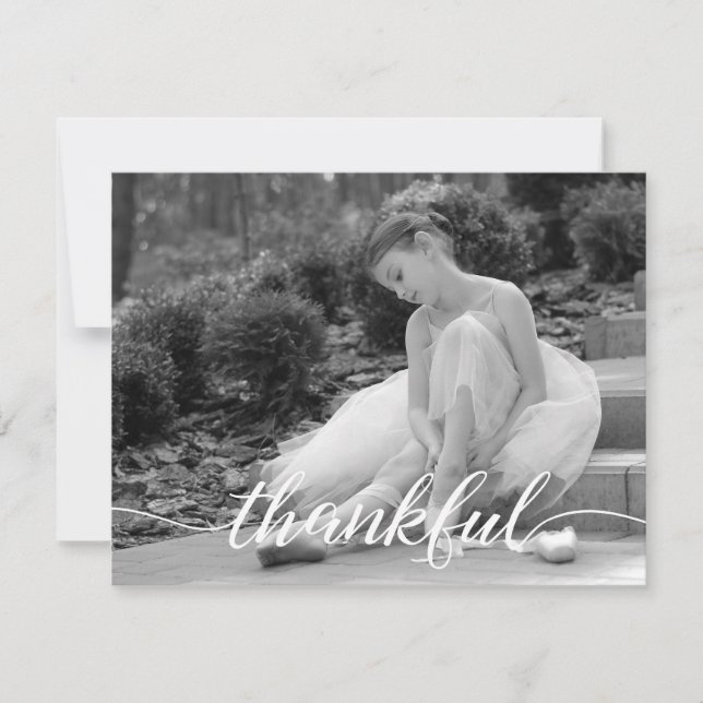 Tarjeta De Agradecimiento Guión de agradecimiento, foto en negro de ballet p (Anverso)