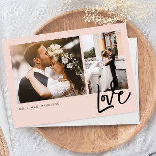 Tarjeta De Agradecimiento Guión de Amor Simple 2 Fotos Boda