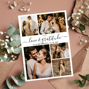 Tarjeta De Agradecimiento Guión de amor y gratitud 5 Boda de Collage de foto