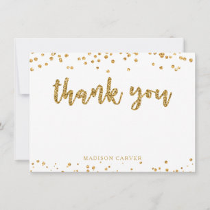 Tarjeta De Agradecimiento Guión de broche y confetti Purpurina de oro modern