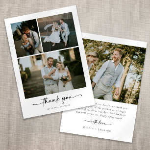 Tarjeta De Agradecimiento Guión de caligrafía 4 Boda fotográfico