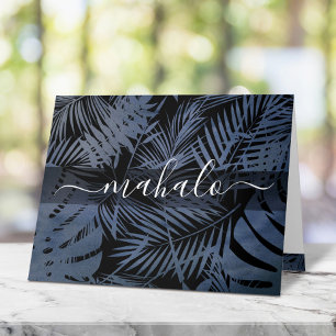 Tarjeta De Agradecimiento Guión de caligrafía de hojas de palma tropical de