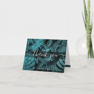 Tarjeta De Agradecimiento guión de caligrafía de patrón de hojas de palma tr