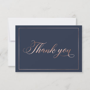 Tarjeta De Agradecimiento Guión de caligrafía de Relieve metalizado dorado a