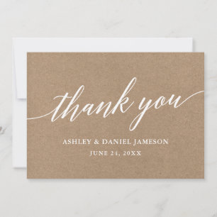 Tarjeta De Agradecimiento Guión de Caligrafía Moderna Boda Kraft