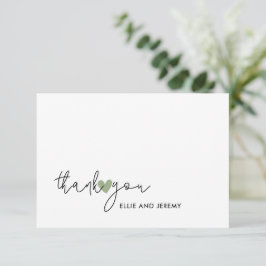 Tarjeta De Agradecimiento Guion de Caligrafía Moderna Verde Menta Corazón Bo