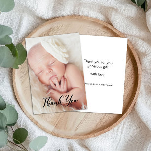 Tarjeta De Agradecimiento Guión de caligrafía para llamada de fotos de baby