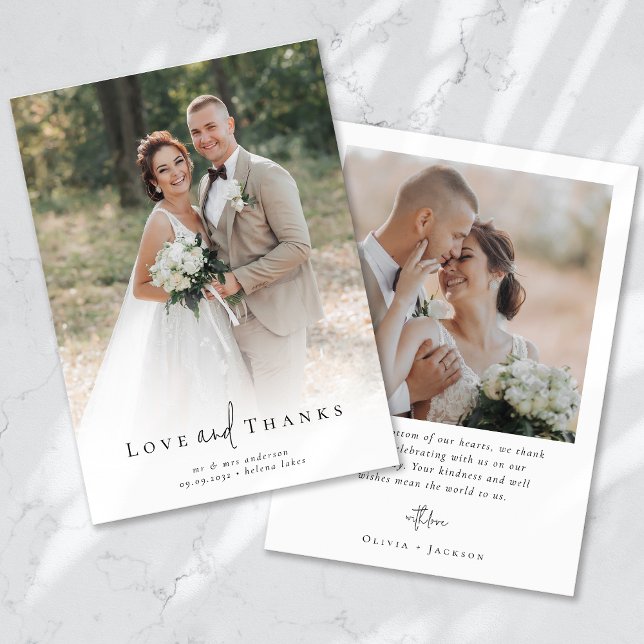 Tarjeta De Agradecimiento Guión de caligrafía romántica Boda fotográfico múl (Subido por el creador)