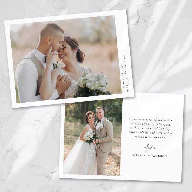 Tarjeta De Agradecimiento Guión de caligrafía romántica Boda fotográfico múl (Subido por el creador)
