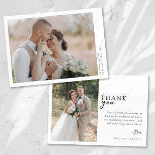 Tarjeta De Agradecimiento Guión de caligrafía romántica Boda fotográfico múl