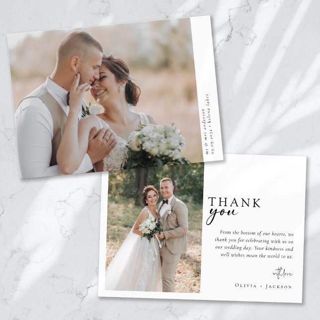 Tarjeta De Agradecimiento Guión de caligrafía romántica Boda fotográfico múl (Subido por el creador)