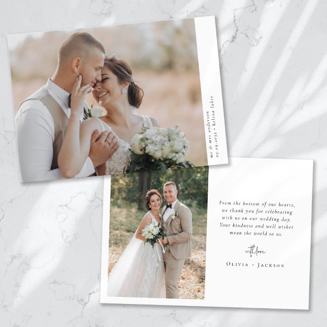 Tarjeta De Agradecimiento Guión de caligrafía romántica Boda fotográfico múl (Subido por el creador)
