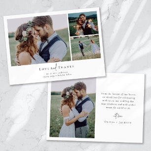 Tarjeta De Agradecimiento Guión de caligrafía romántica Boda fotográfico múl