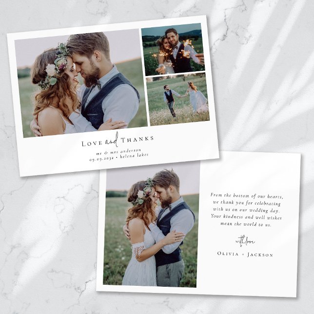 Tarjeta De Agradecimiento Guión de caligrafía romántica Boda fotográfico múl (Subido por el creador)