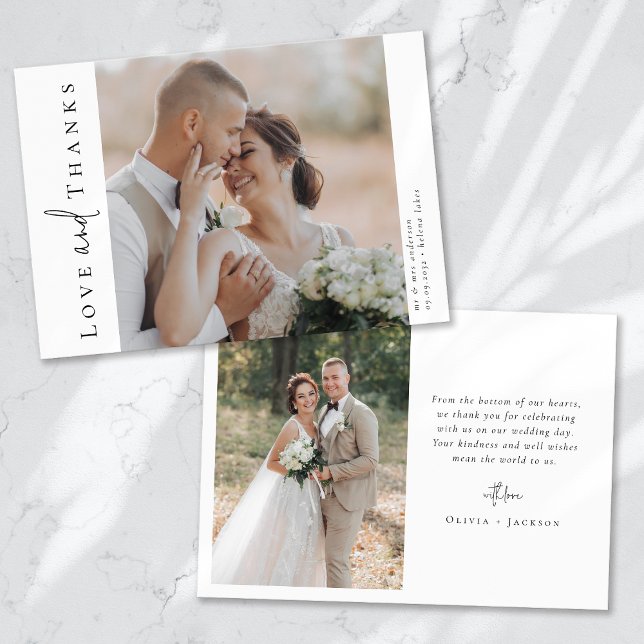 Tarjeta De Agradecimiento Guión de caligrafía romántica Boda fotográfico múl (Subido por el creador)